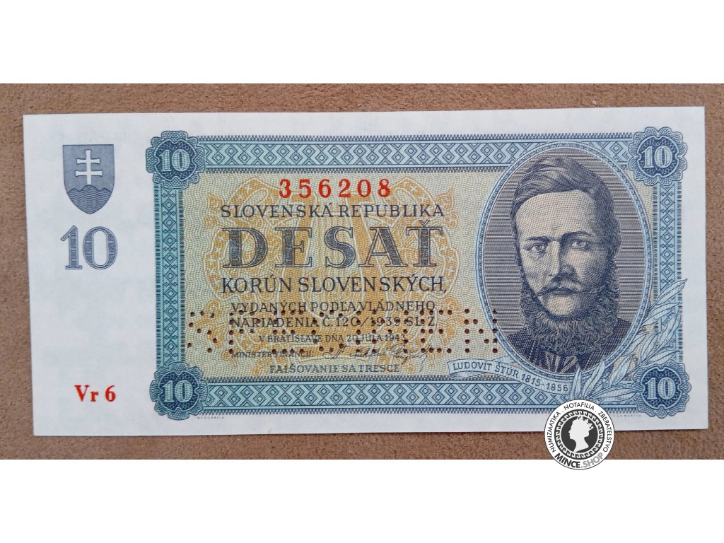 10 Korún - 1943 - Slovenský Štát - SPECIMEN