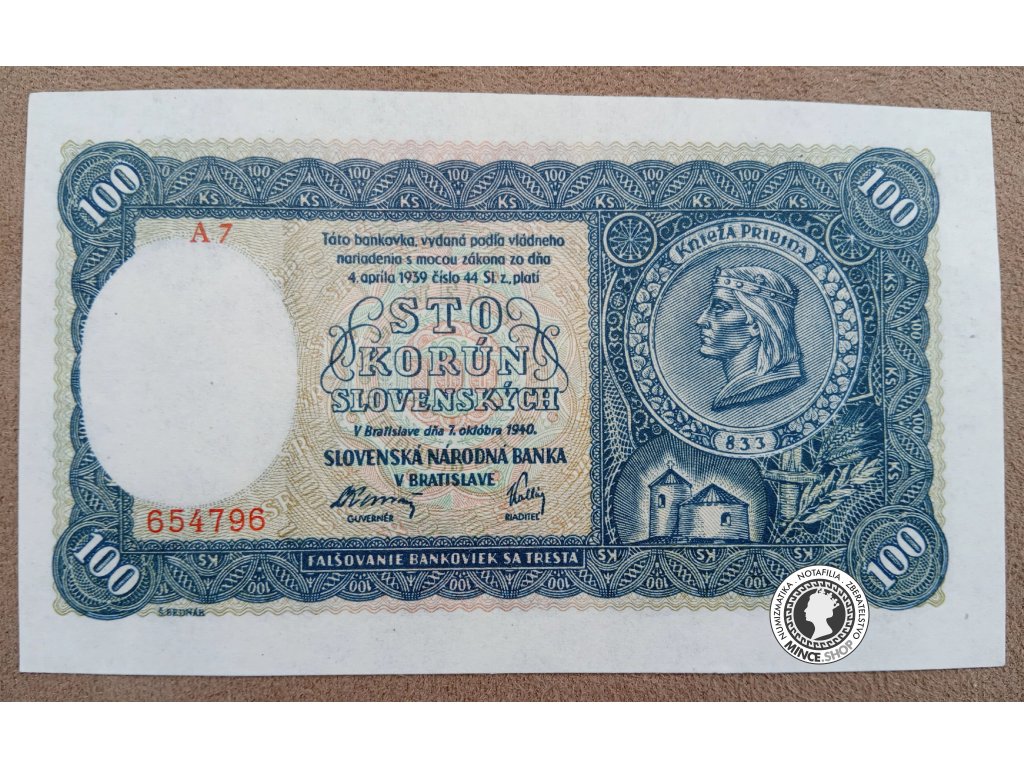 100 Korún - 1940 II.vydanie - Slovenský Štát