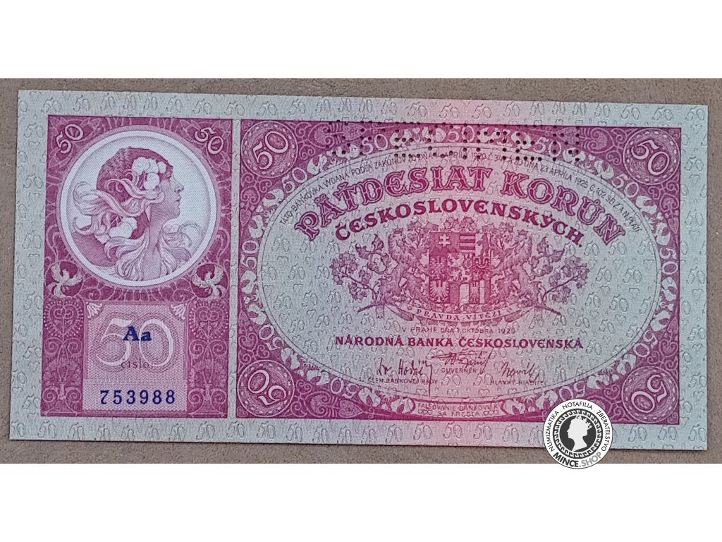 50 Korún - 1929 - 1.ČSR - UNC