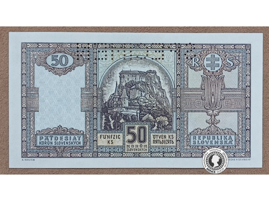 50 Korún - SPECIMEN- 1940 - Slovenský Štát