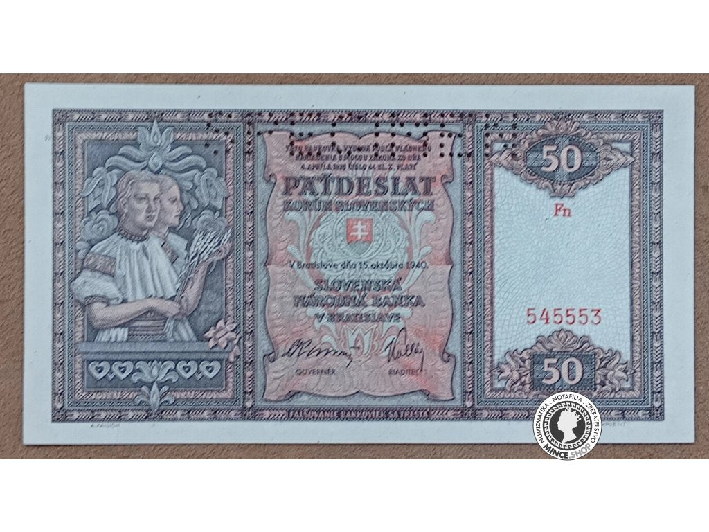 50 Korún - SPECIMEN- 1940 - Slovenský Štát