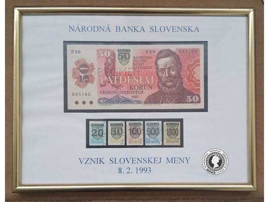 Pamätný list NBS Vznik Slovenskej Meny 8.2.1993