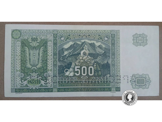 500 Korún - 1941 - Slovenský Štát / Česko-Slovensko