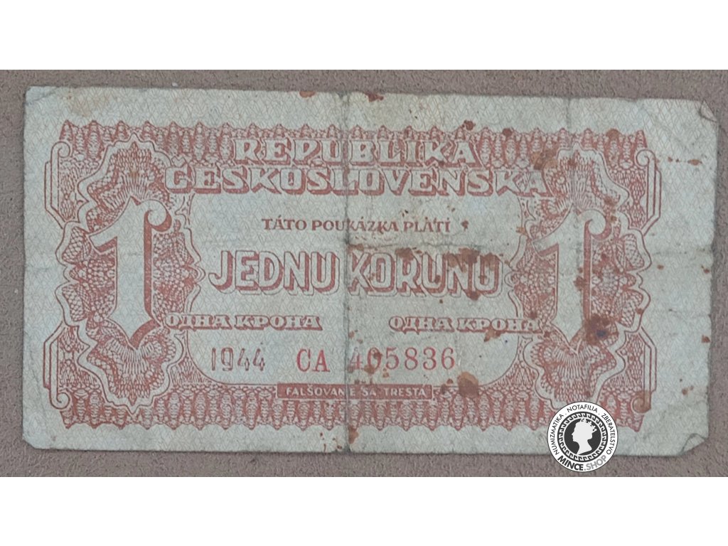 1 Korunová poukážka - 1944 - Česko-Slovensko