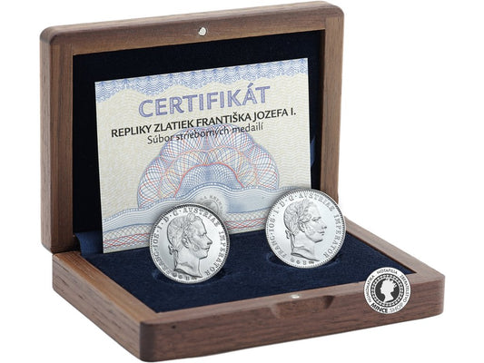 Repliky zlatiek Františka Jozefa I. - 2x 1/4 gulden (1858,1859)